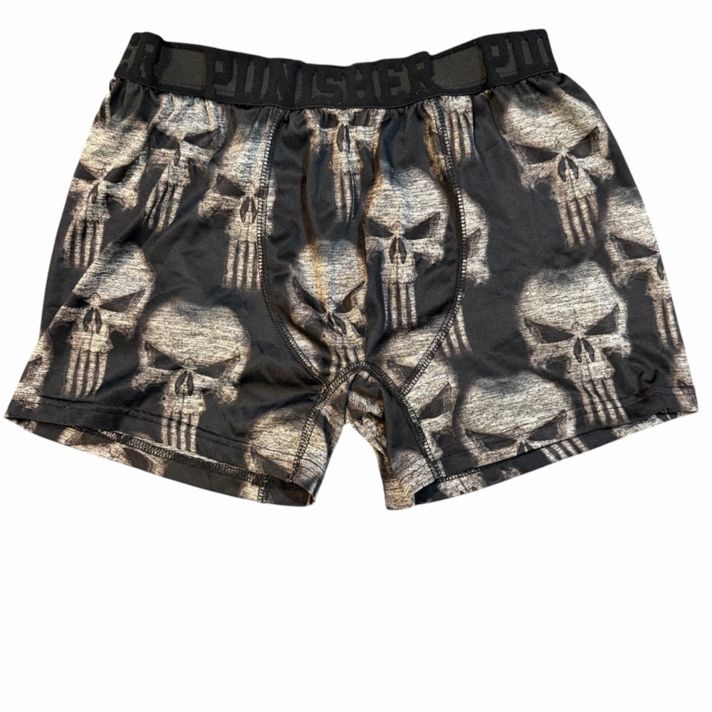 Marvel Punisher‎ Skull Men's Black and Gray Boxer Briefs | LG